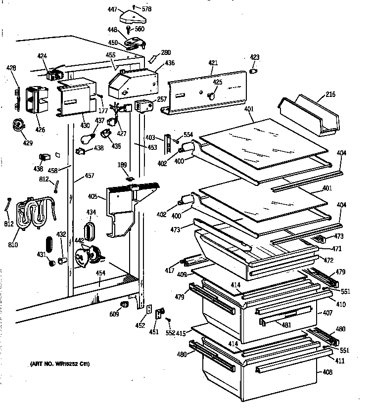 GE MSX27DRXFWW fresh food section diagram