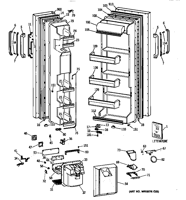 GE MSX22GRZBWW doors diagram