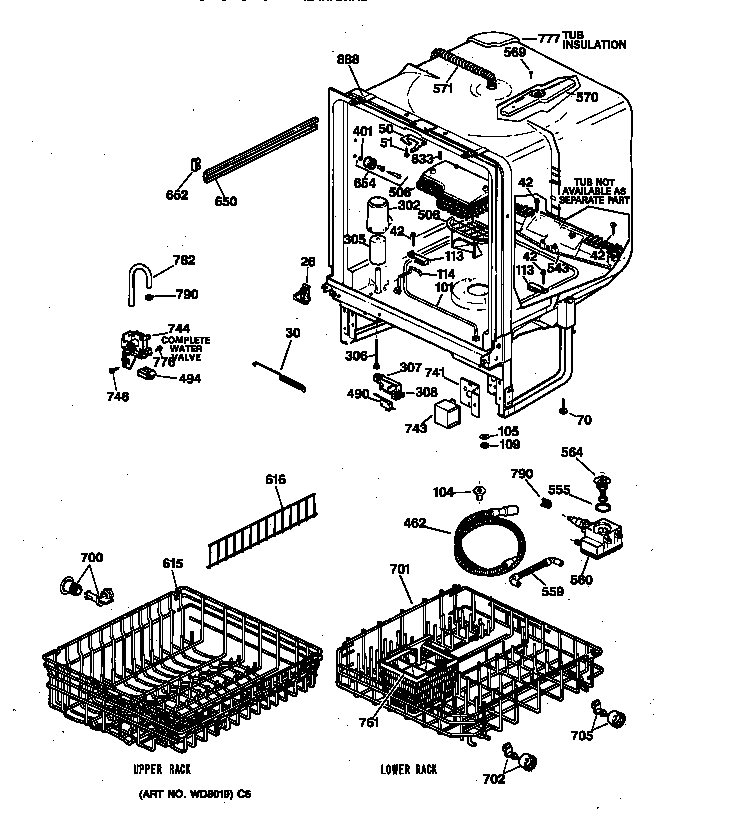GE PSD900X-73BA body parts diagram