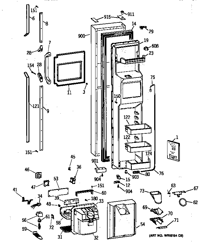 GE TFK30PRZAAA freezer door diagram