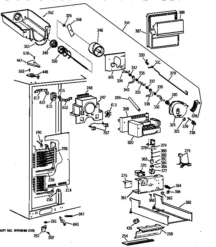 GE TFK30PRZAAA freezer section diagram