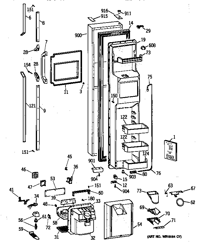 GE TPK24PRZAWW freezer door diagram