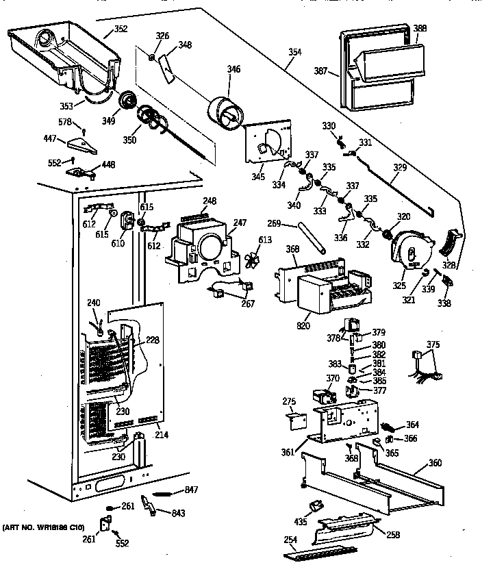 GE TPK24PRZAWW freezer section diagram