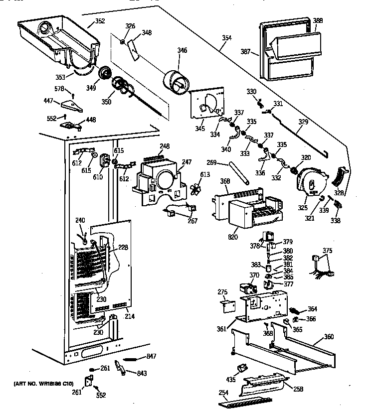 GE TPK24PFZAAA freezer section diagram