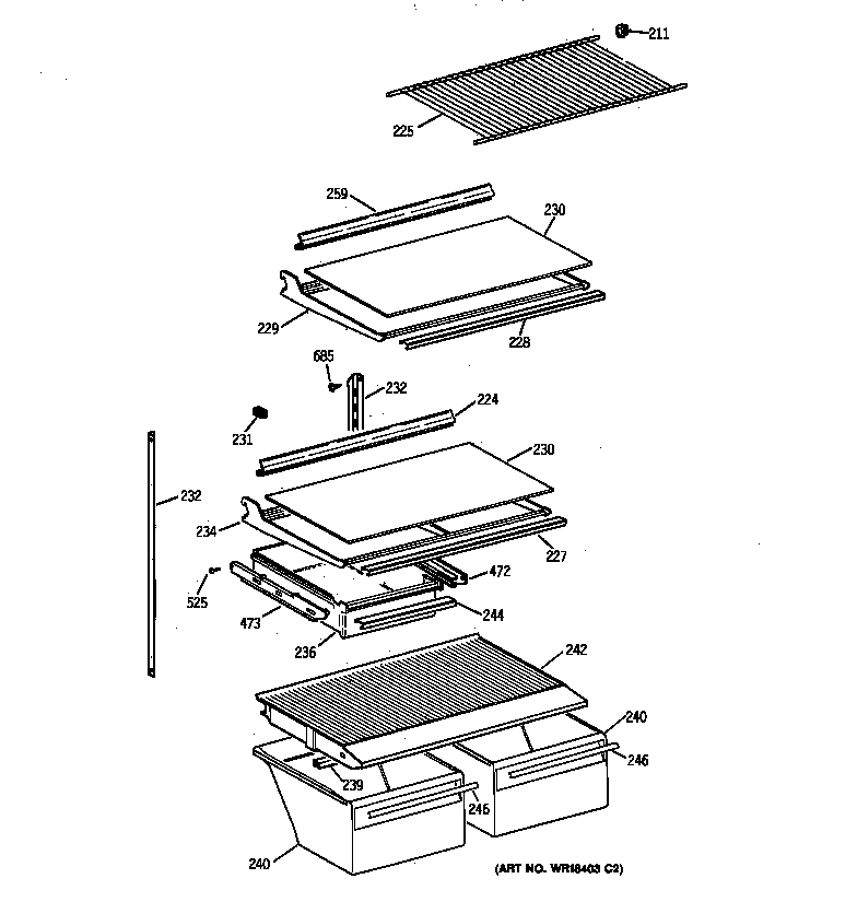 Hotpoint CTI18GIZHRWW shelf parts diagram
