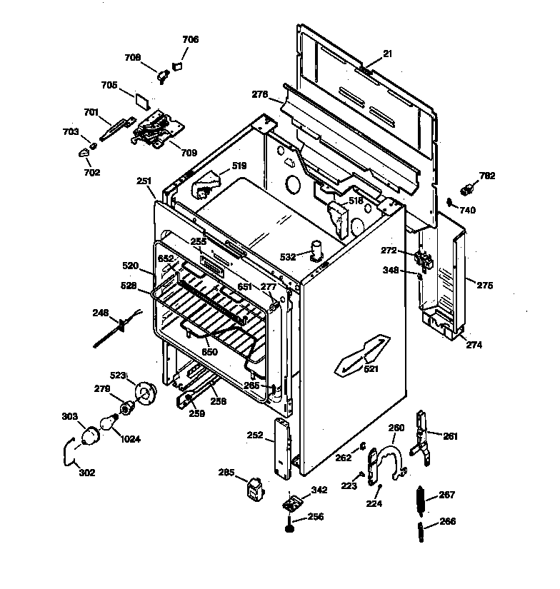 GE JBP24GW1 body parts diagram