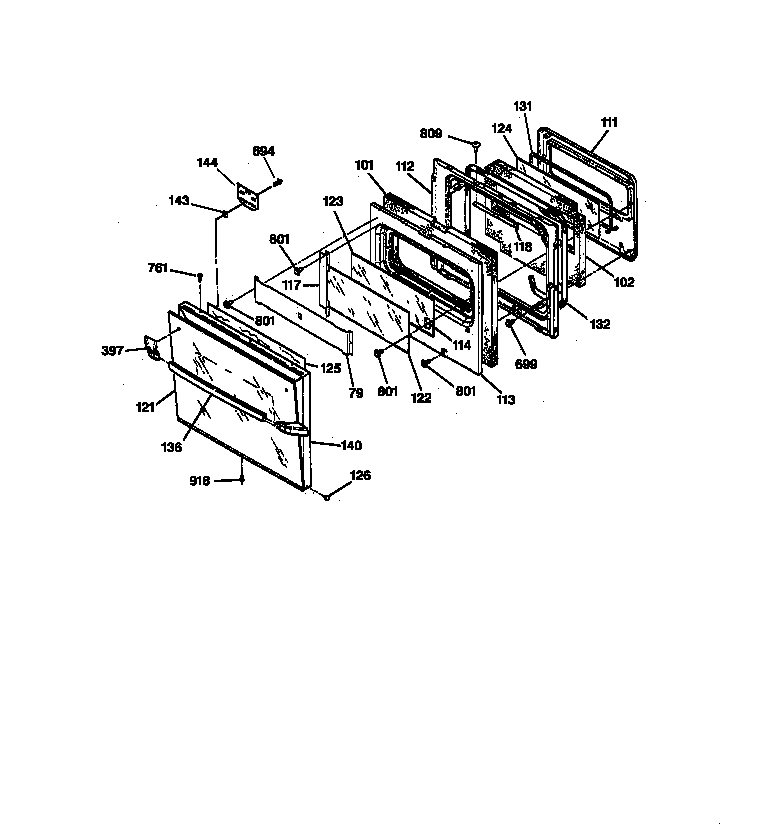 GE JKP45BW2BB oven door diagram