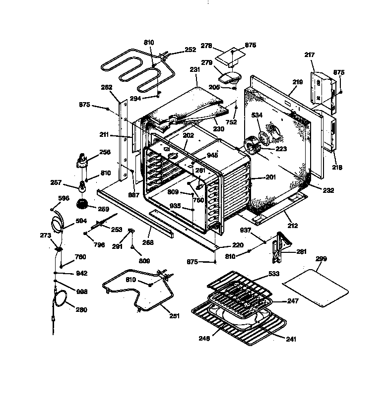GE ZET737BW2BB oven body diagram