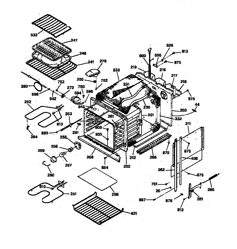 GE ZEK737WW2WW body parts diagram
