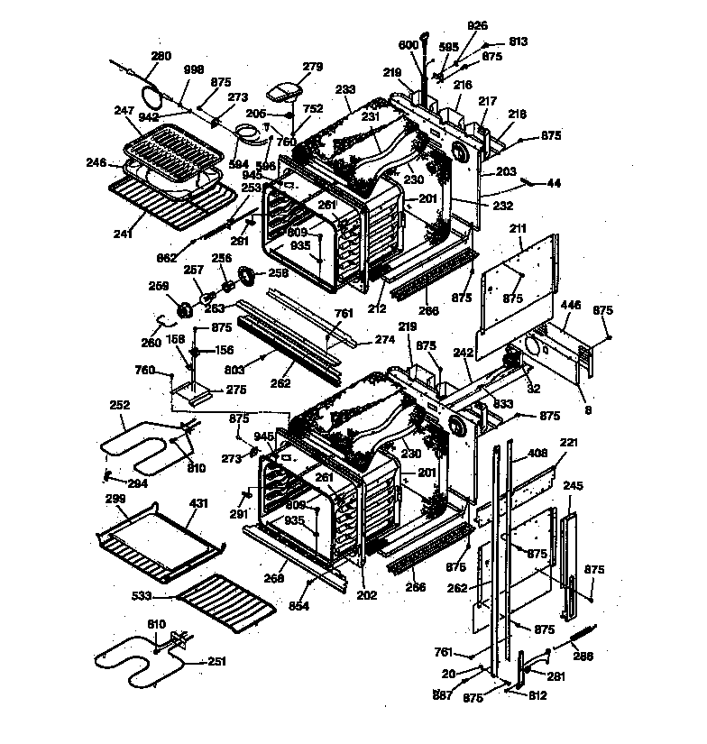 GE ZEK757BW2BB body parts diagram