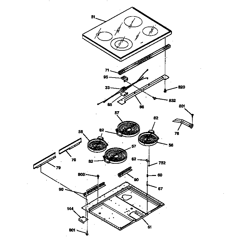 GE LEB356GY2BB cooktop diagram