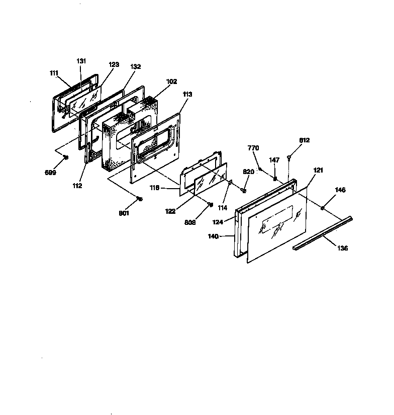 GE LEB356GY2BB oven door diagram