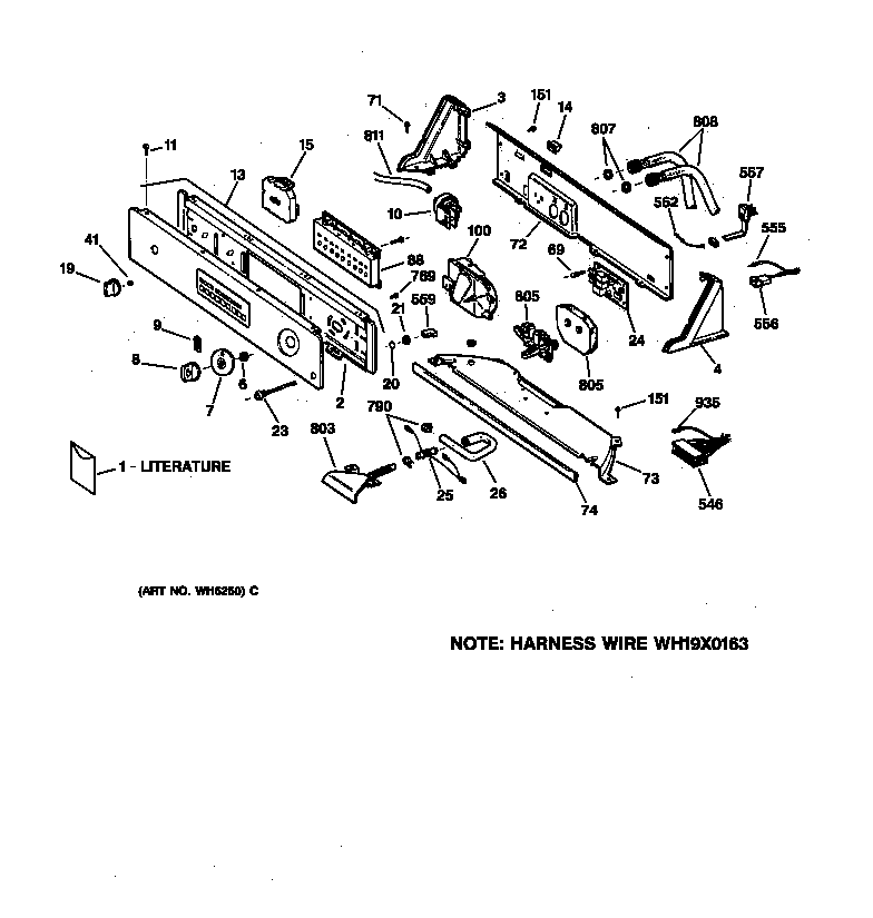 GE WPSF4170V0WW controls & backsplash diagram