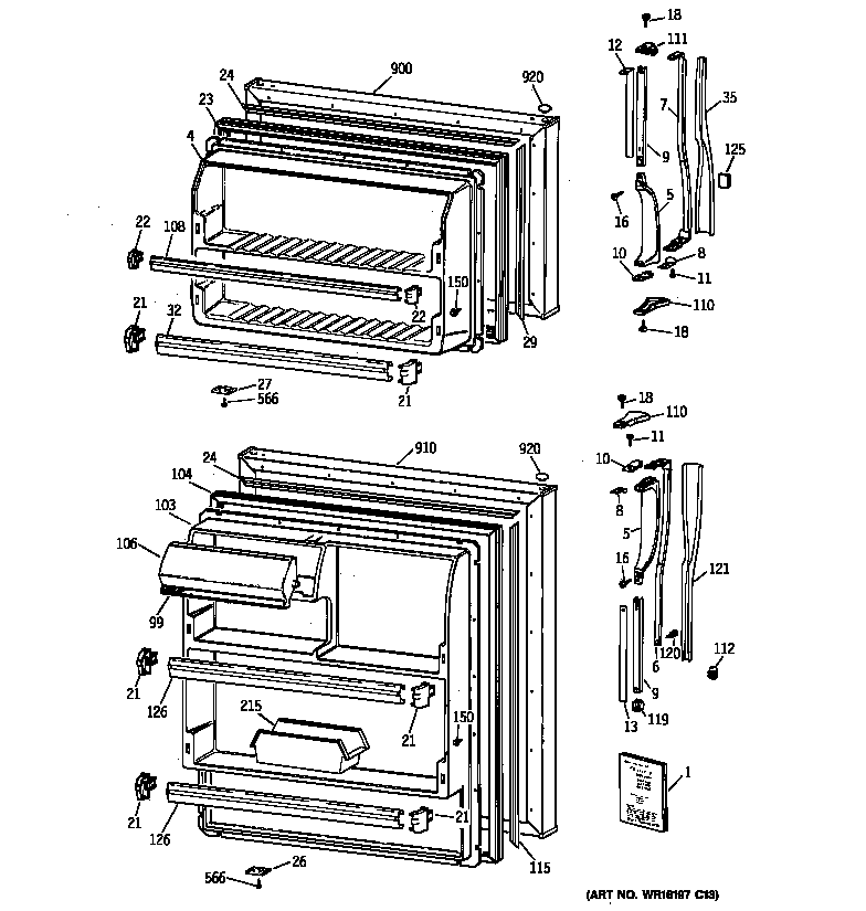 GE MTX17KAZDRAD doors diagram