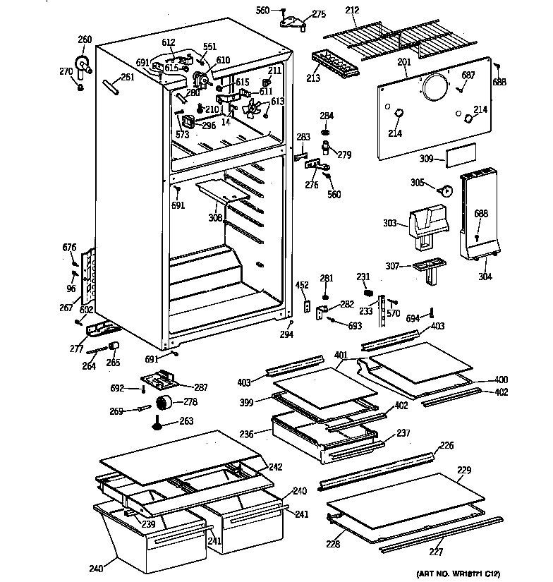 GE MTX17KAZDRAD cabinet diagram