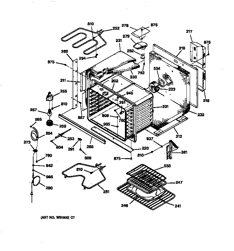 GE JCTP17BW2BB oven body diagram