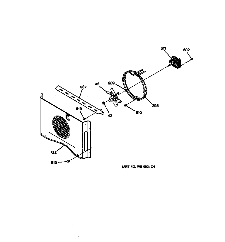 GE JCTP17BW2BB convection blower diagram