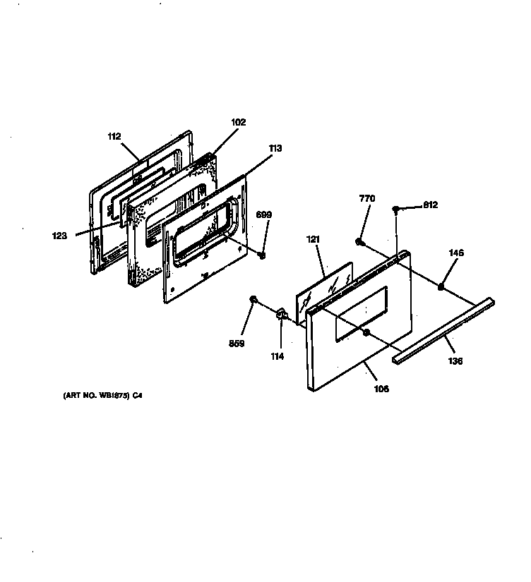 GE JBS05Y2WH oven door diagram