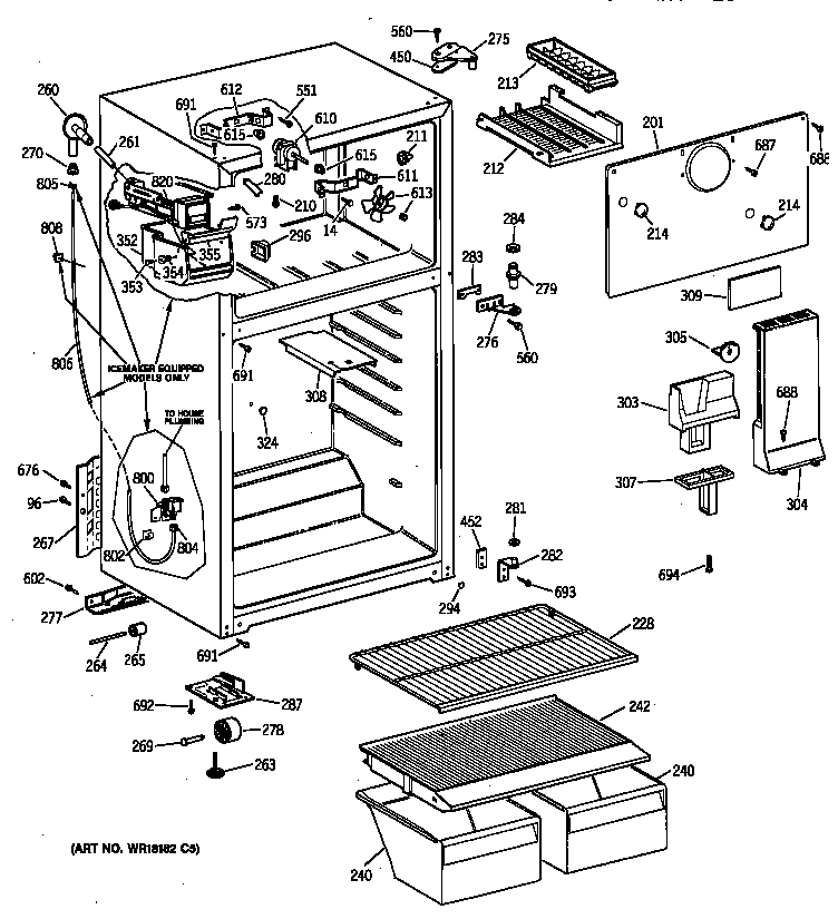 GE TBX14SIZDRWH cabinet diagram