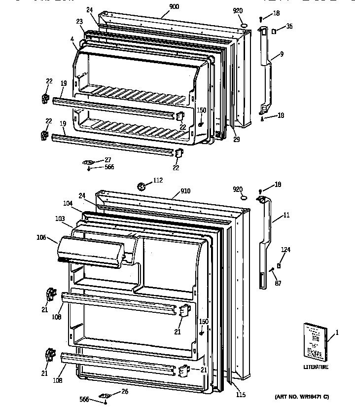 GE TBX16SSZDRAD doors diagram