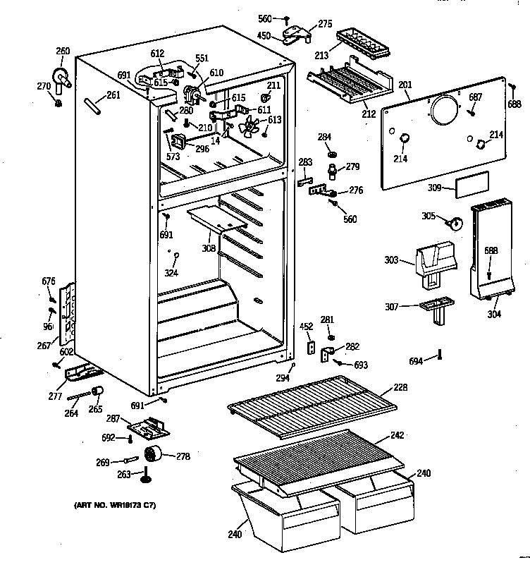 GE TBX16SSZDRAD cabinet diagram