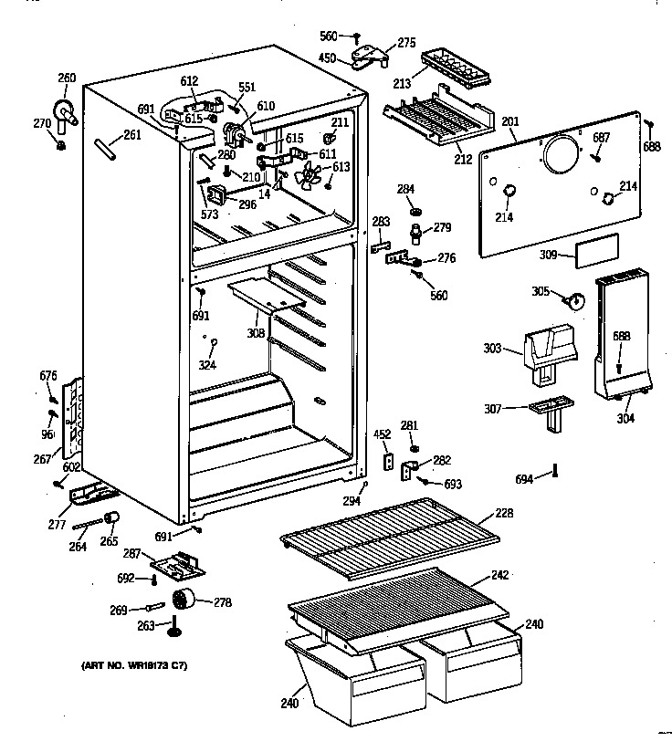GE TBT14SAZCRAD cabinet diagram
