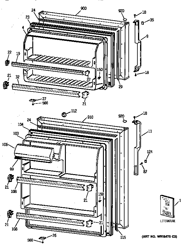 GE TBX18TAZFRAD doors diagram