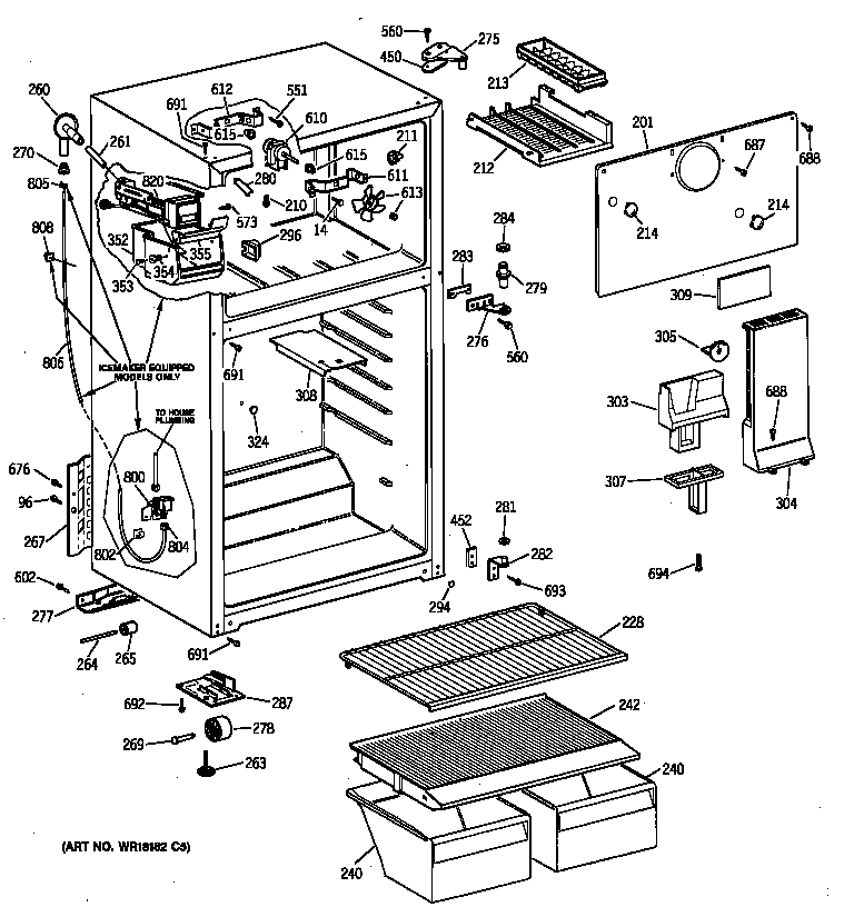 GE TBX14SIZELWH cabinet diagram