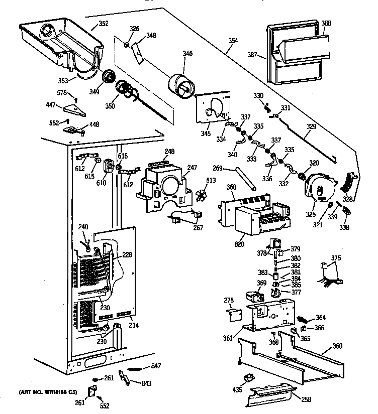 GE TFX30PBZABB freezer section diagram