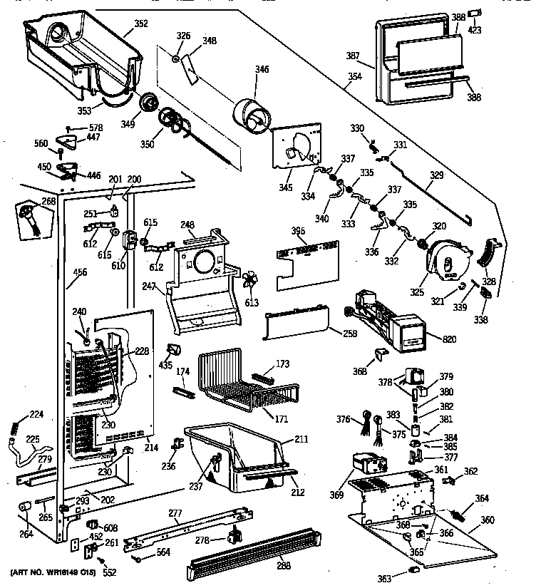 GE TFX22PPZBBB freezer section diagram