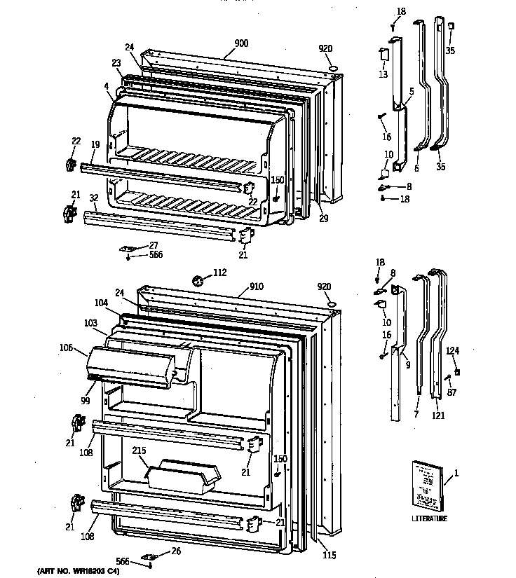 GE TBT18NIYDRWH doors diagram
