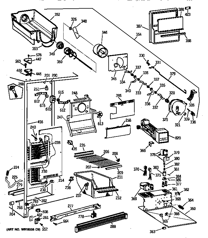 GE TFX22ZPZBAA freezer section diagram