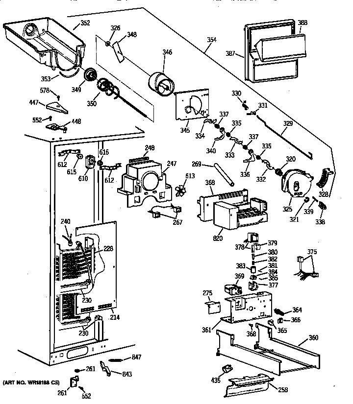 GE TFX30PBZCAA freezer section diagram