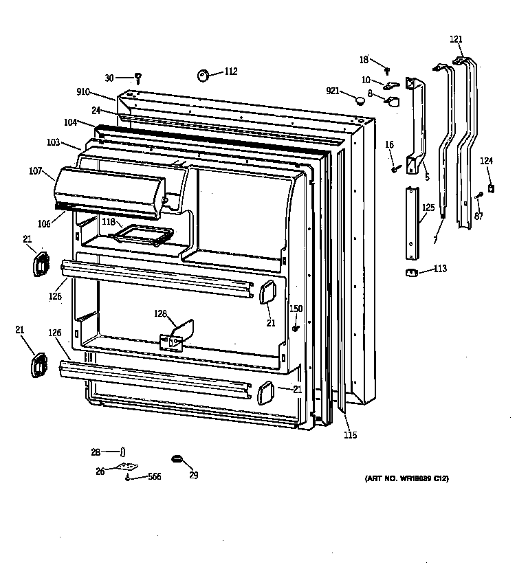 GE TBX18DAXNRWW fresh food door diagram