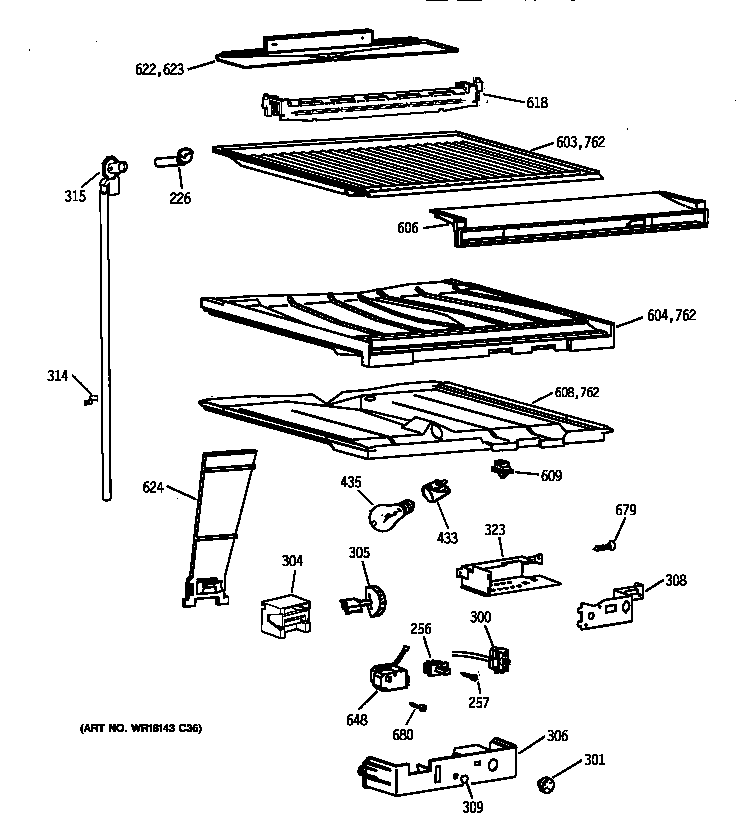 GE TBX18DAXNRWW compartment separator parts diagram
