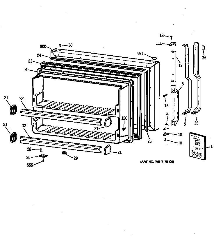 GE TBX18JAZCRAA freezer door diagram