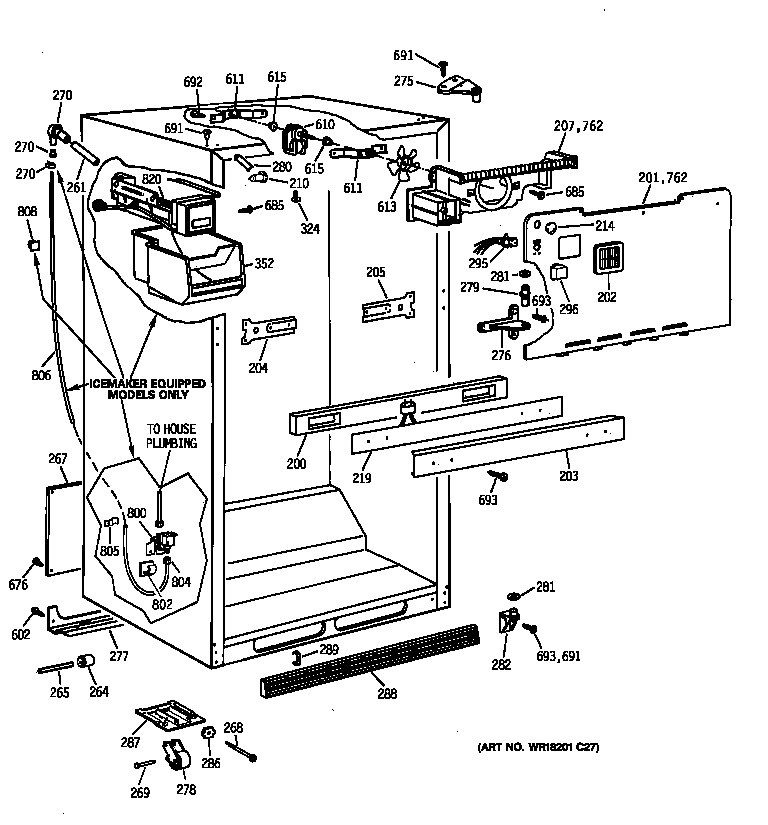 GE TBX18JAZCRAA cabinet parts diagram