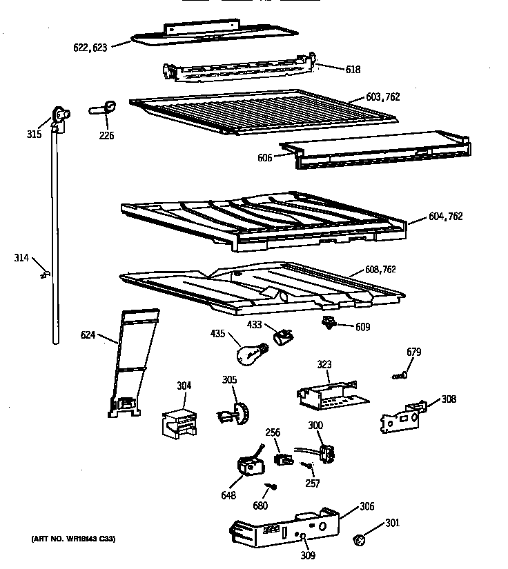 GE TBX18JAZCRAA compartment separator parts diagram