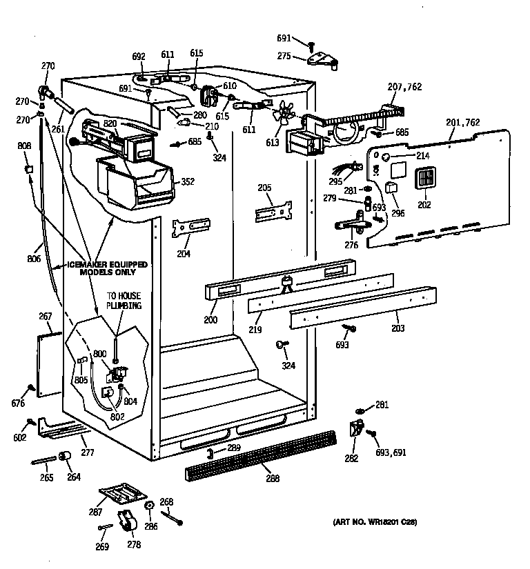 GE TBX18SIXNLWW cabinet parts diagram