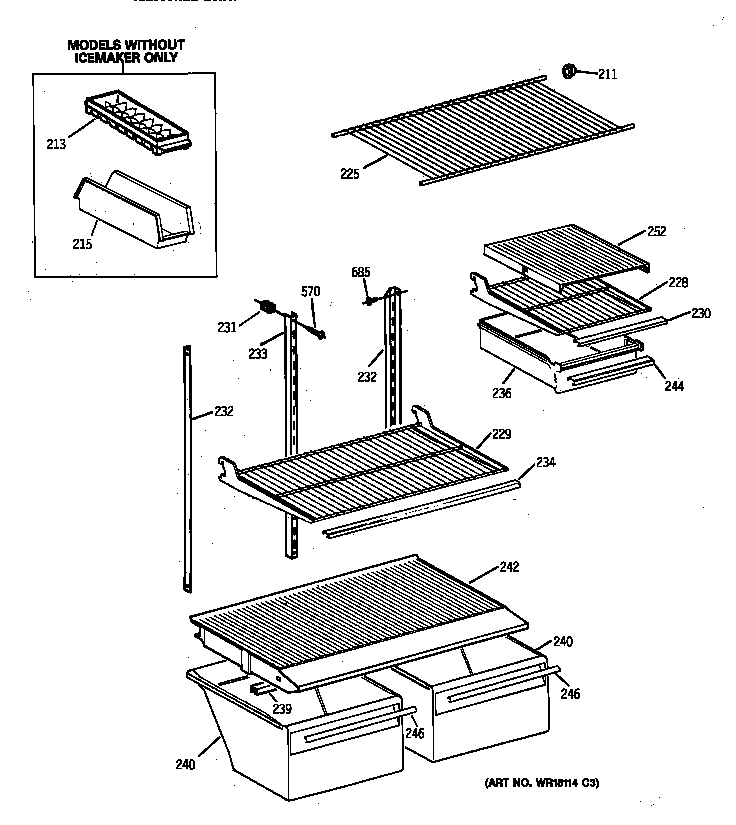 GE TBX18SIXNLWW shelf parts diagram