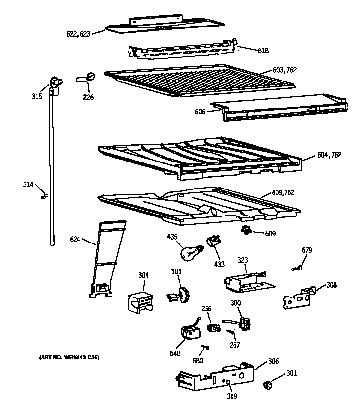 GE TBX18SIXNLWW compartment separator parts diagram