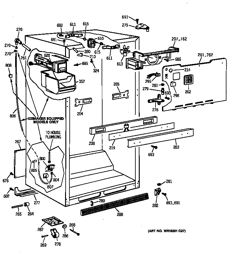 GE TBX19ZIZCRAA cabinet parts diagram