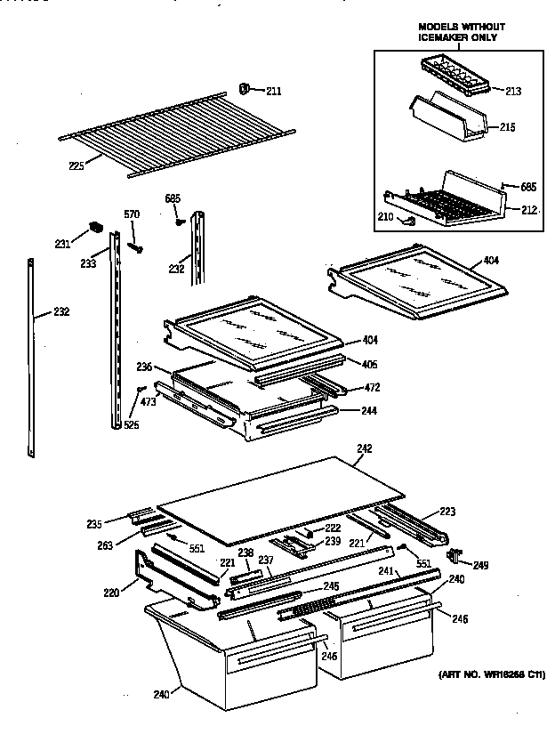 GE TBX19ZIZCRAA shelf parts diagram