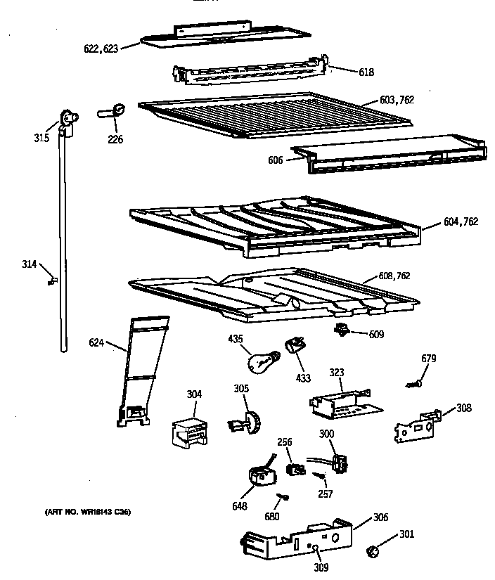 GE TBX19ZIZCRAA compartment separator parts diagram