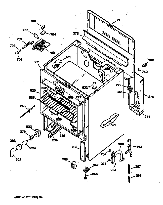 GE JBP48BA1 body parts diagram