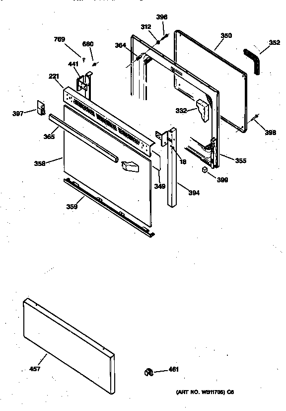 GE JBP60BY2WH door parts diagram