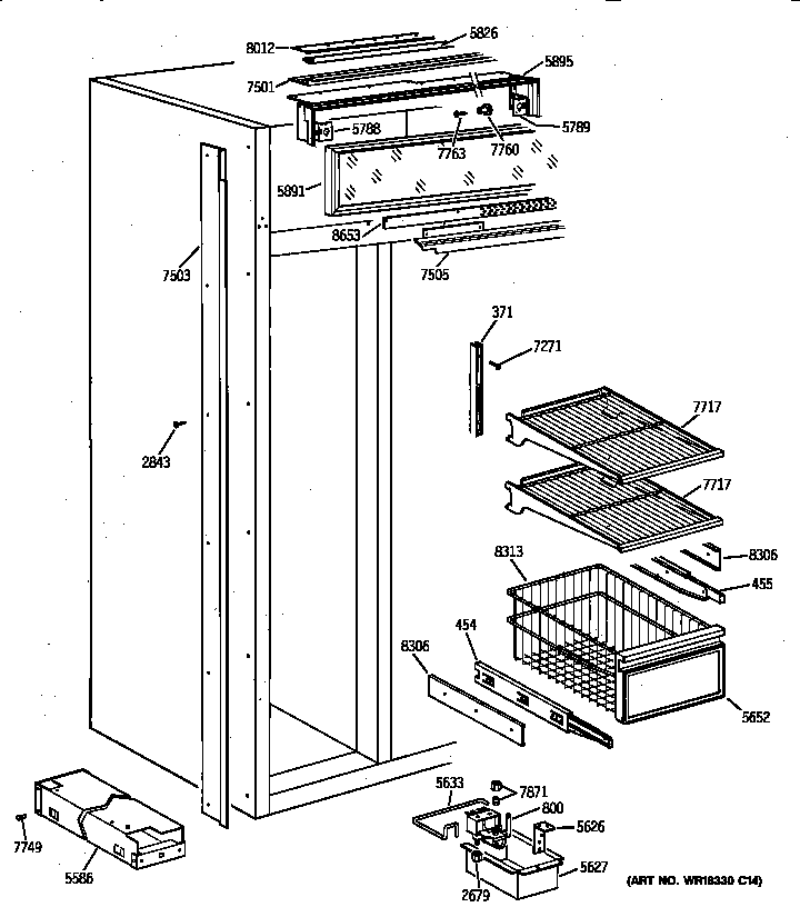 GE ZISS48DYASS freezer section diagram