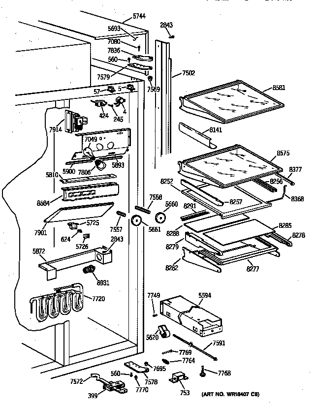 GE ZISS48DYASS fresh food section diagram