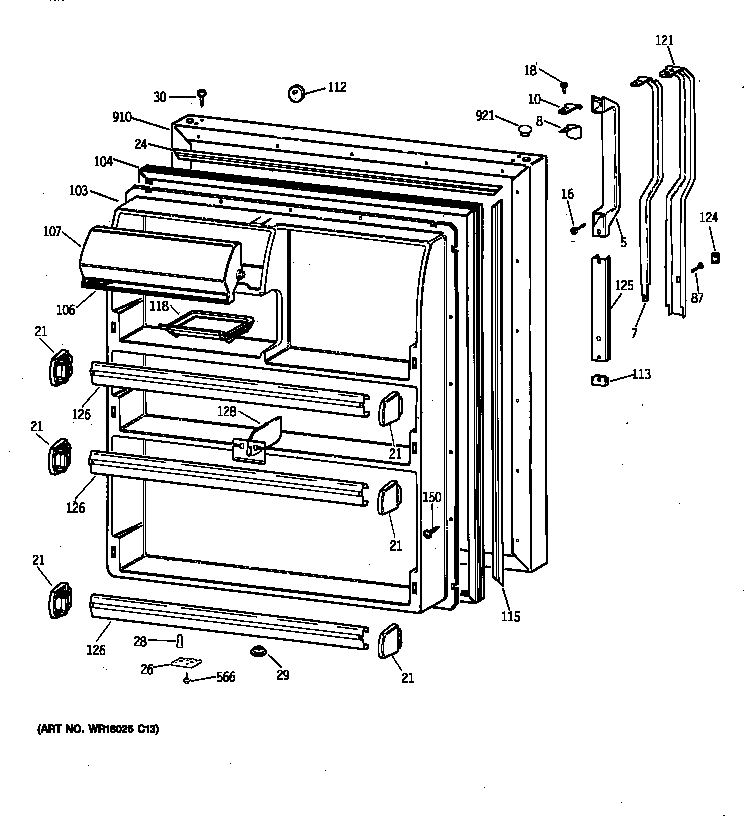 GE TBX21DAXRRWW fresh food door diagram