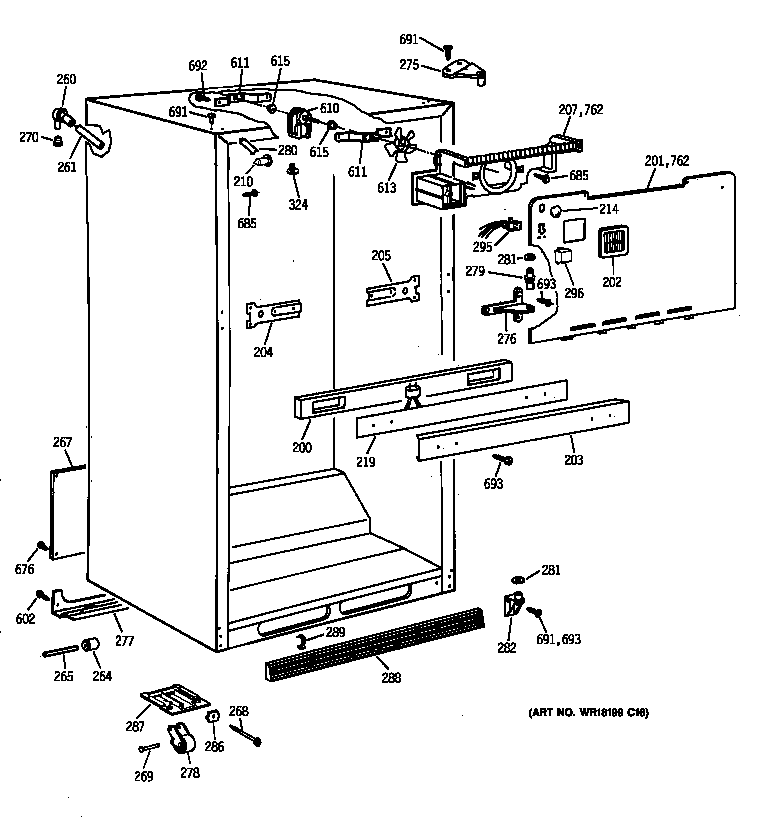 GE TBX21DAXRRWW cabinet parts diagram